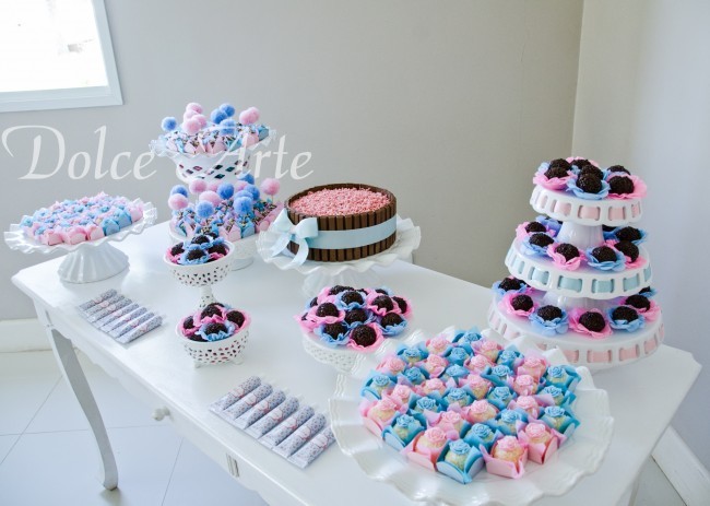 Mesa de Doces - Aniversário Infantil Rosa e Azul