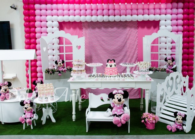Aniversário Infantil Minnie Rosa