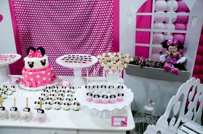 Aniversário Infantil Minnie Rosa