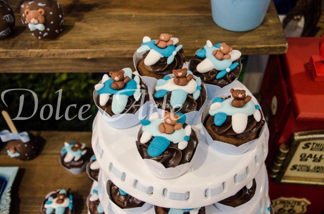 Mini Cupcae decorado ursinho aviador