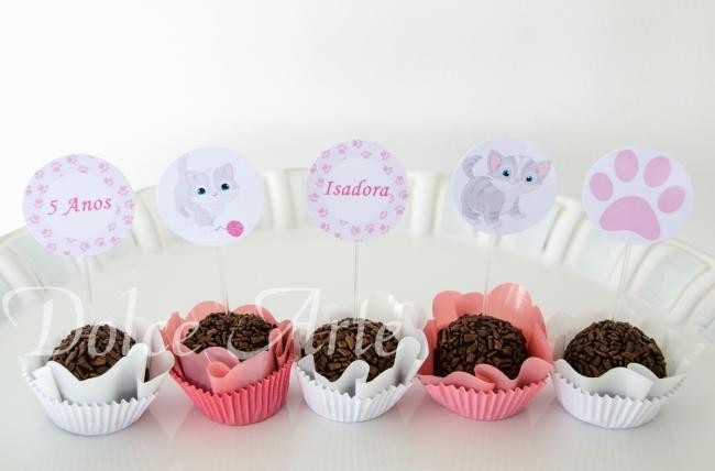 Doces Decorados Toppers Gatinhos