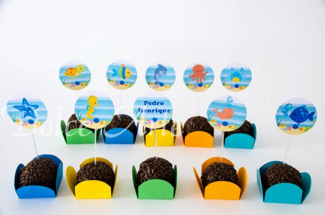Doces decorados toppers Fundo do Mar