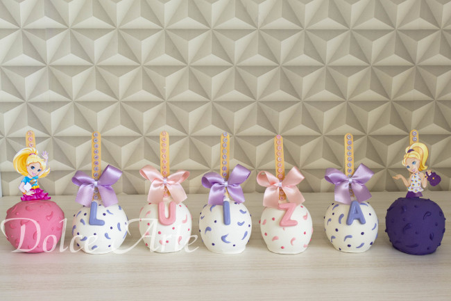 Maçãs de chocolate decoradas Polly Pocket