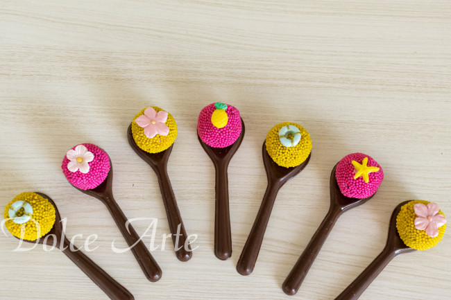 Colher de Chocolate decorada Luau / Praia / Hawai