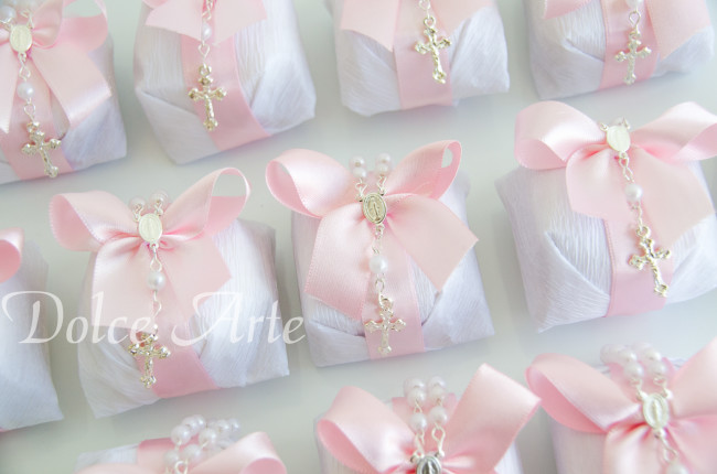 Bem-Batizado em crepom com fita de cetim, tercinho