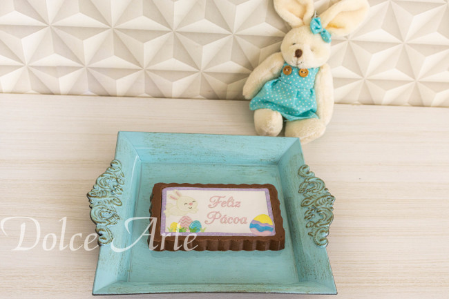 Barra de Chocolate decorada com pastilha de açúcar personalizada