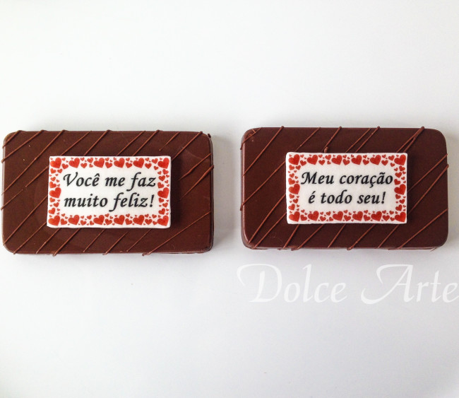 Barra de Chocolate decorada com pastilha de açúcar personalizada
