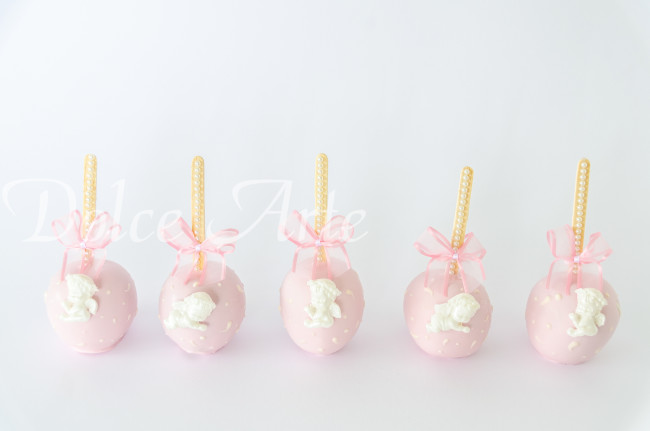 Maçãs de chocolate decoradas Batizado