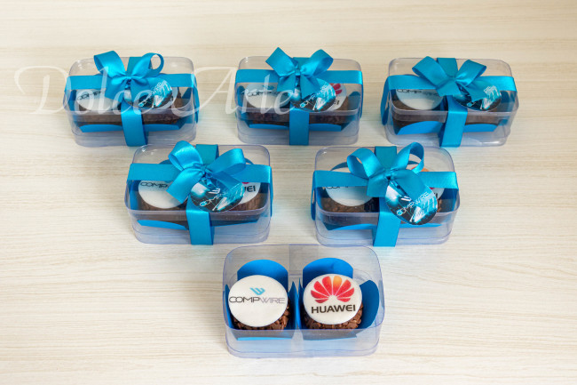 Caixa de acetato com 2 doces decorados Corporativo