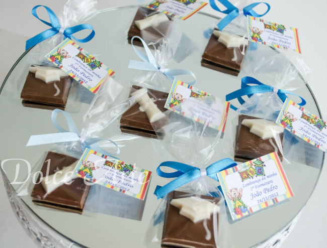 Plaquinha de chocolate formatura