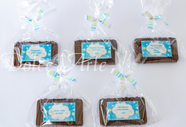 Barra de Chocolate decorada com pastilha de açúcar personalizada