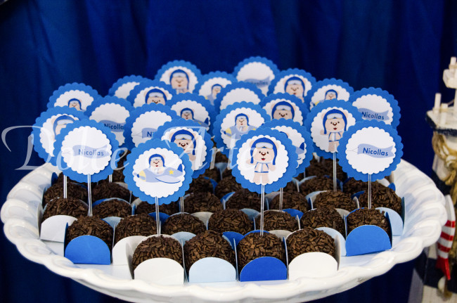 Doces decorados topper urso aviador