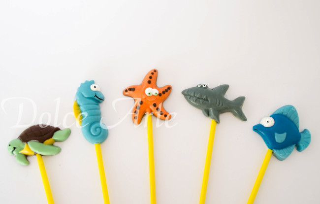 Pirulitos de chocolate Fundo do Mar