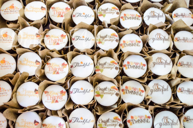 Doces decorados pastilha de açúcar Thanksgiving Ação de Graças