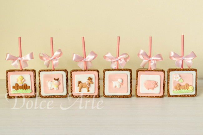 Pão de Mel no palito decorado Fazendinha