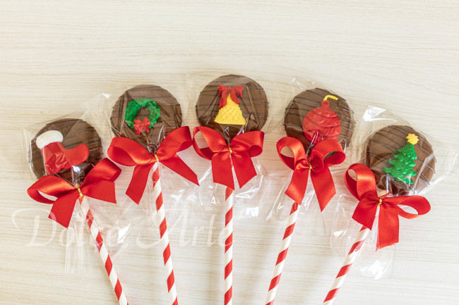 Pirulitos de chocolates decorados Natal