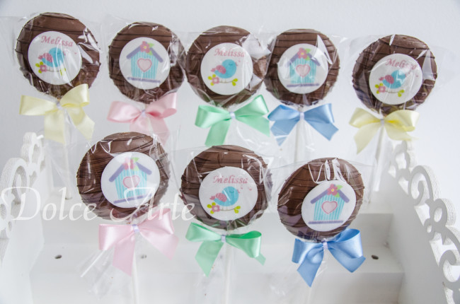 Pirulitos decorados Passarinho