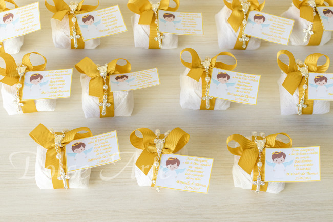 Bem-Batizado em crepom com fita especial, tercinho e tag