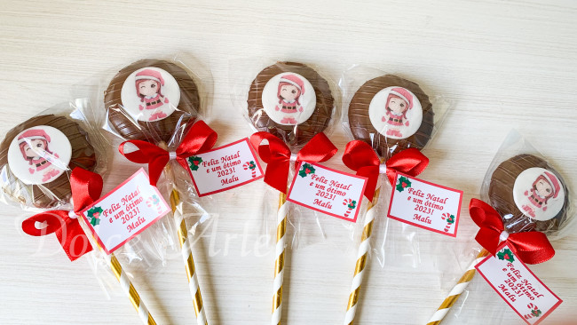 Pirulitos de chocolates decorados Pastilha Açúcar Natal