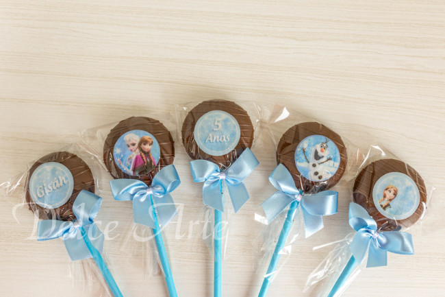 Pirulito de Chocolate Pastilha Açúcar Frozen