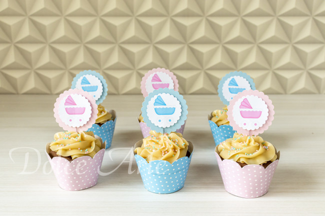 Cupcakes decorados Chá de Revelação
