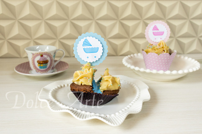 Cupcakes decorados Chá de Revelação