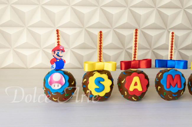 Maçãs decoradas Super Mario