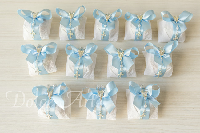 Bem-Batizado em crepom com fita de cetim e tercinho