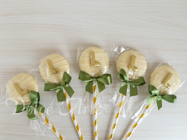 Pirulito de Chocolate Personalizado Batizado inicial