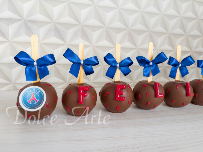 Maçã de chocolate decorada Futebol