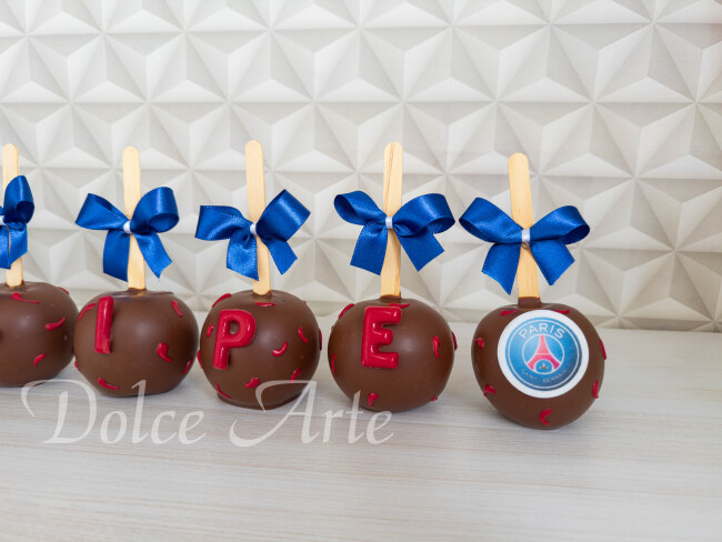 Maçã de chocolate decorada Futebol