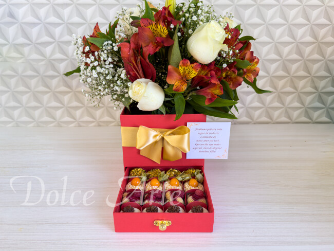 Caixa com Flores e Doces