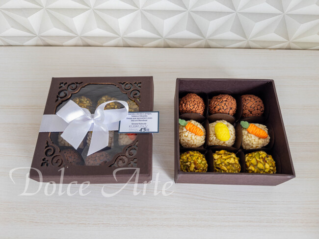 Caixa com 9 doces decorados Páscoa