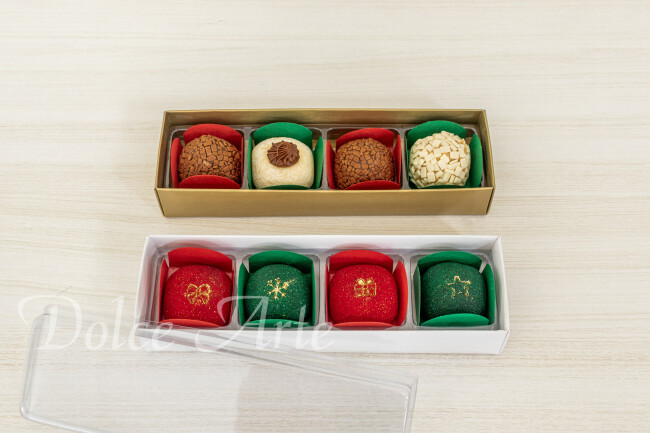 Caixa de visor  com 4 doces Natal