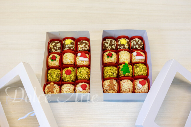 Caixa de visor  com 4 doces Natal