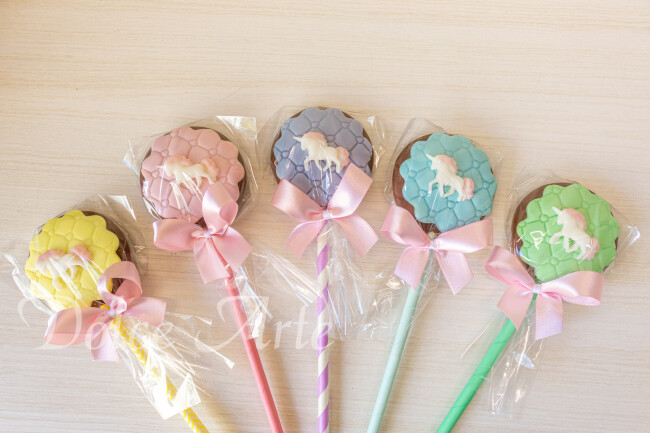 Pirulito de chocolate Unicórnio